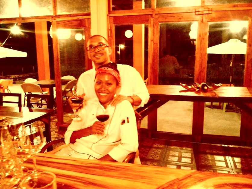 Chef A of Guerrera with Mr A, celebrating the opening of their restaurant, Guerrera, in camiguin.